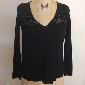 Rip Curl Boho Peasant Blouse Black XS